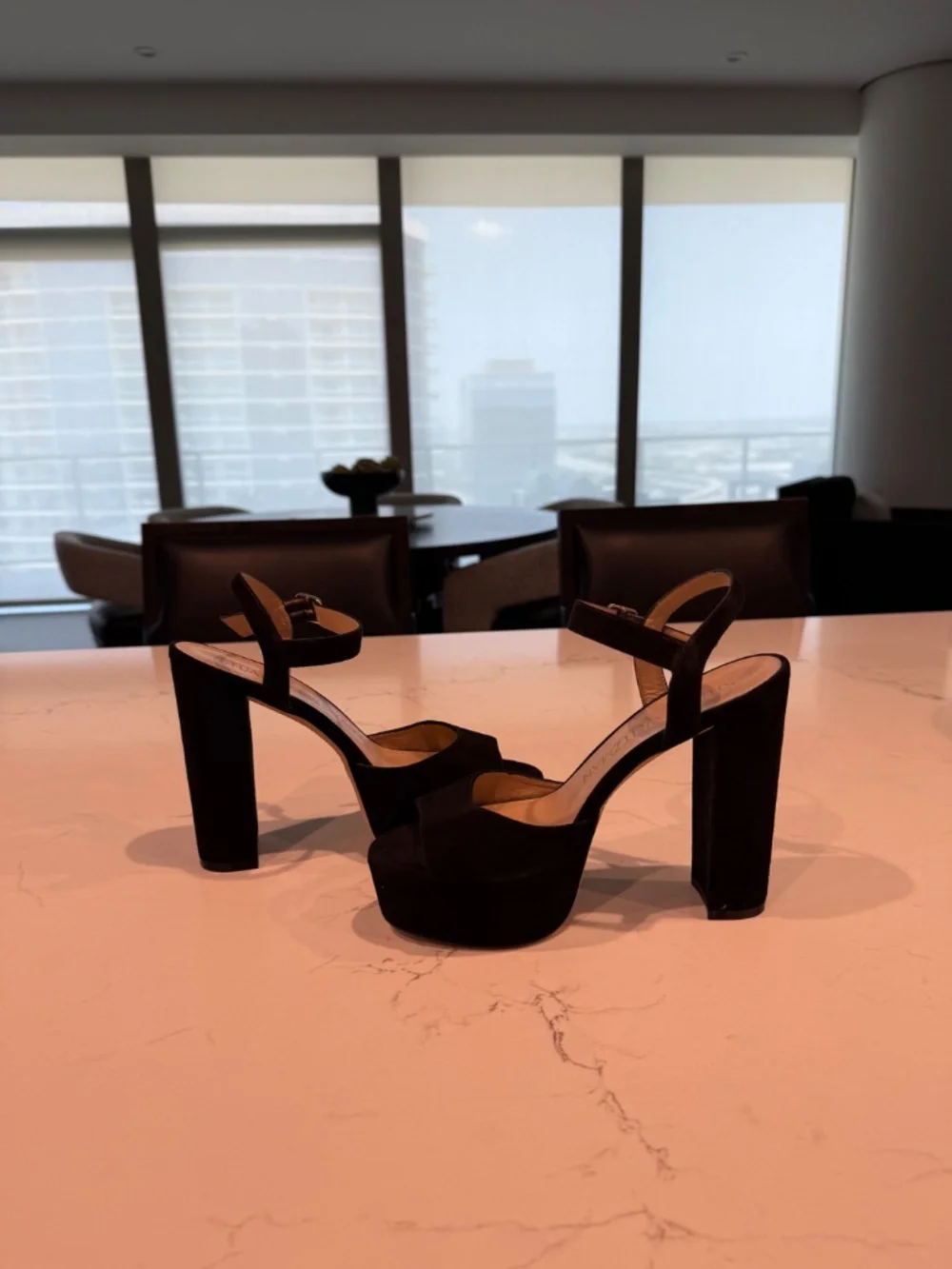 Stuart Weitzman Ryder 95 Platform Sandal - Black Suede 7.5 - Worn Once!